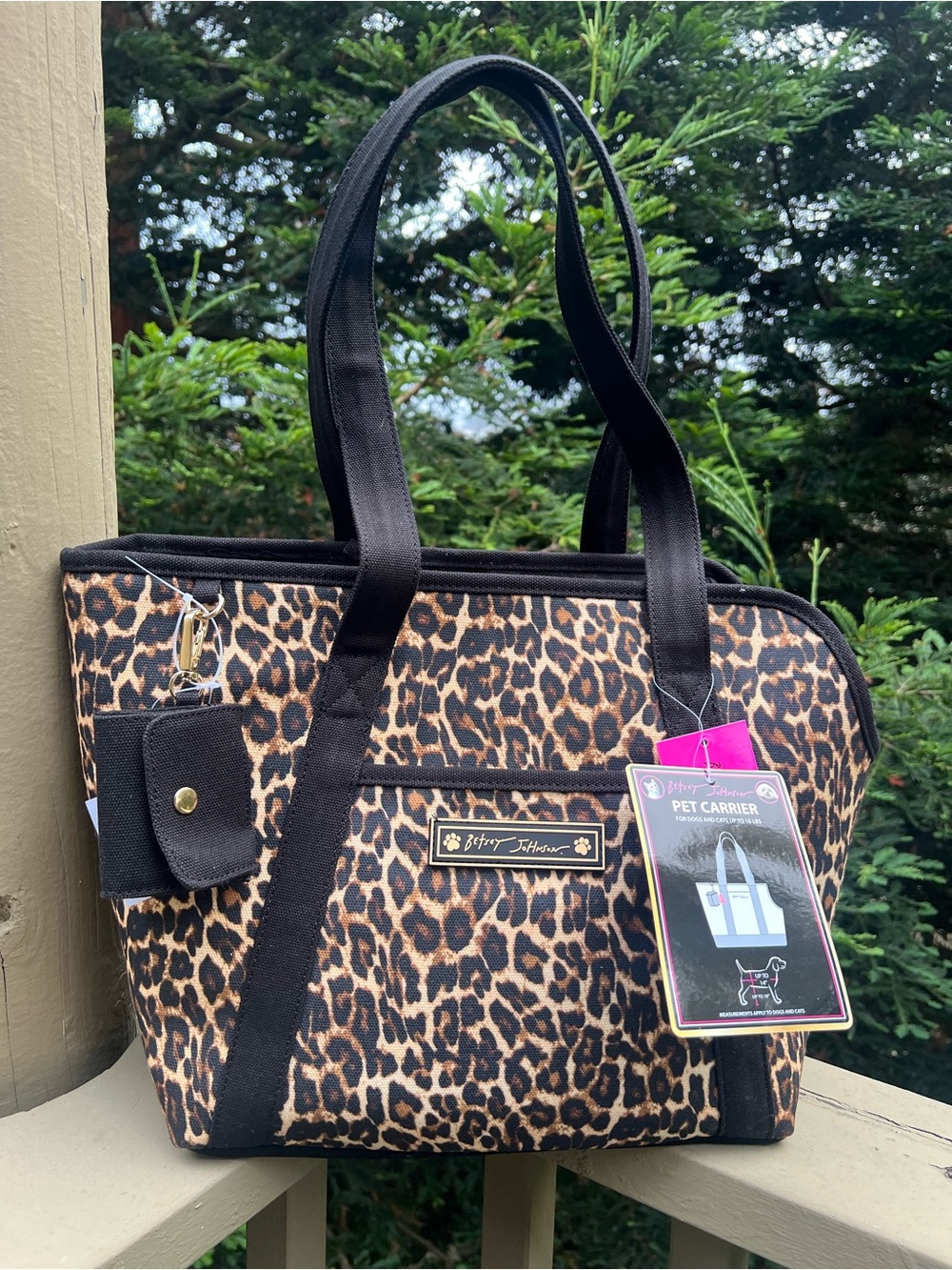 Betsey Johnson Leopard Pet Carrier with Pouch